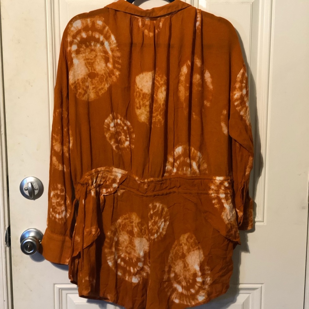 Free People Marla Orange Tie Dye Long Sleeve Romper Shortall Size M - Picture 6 of 9